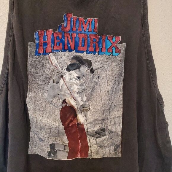 Jimi Hendrix Rockin Artwork Mens Size 2XL XXL Tank Top Black Grey Graphic - Picture 1 of 15